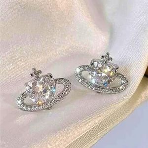 Luxe Angelic Aesthetic Saturn Planet Heart Cross Statement Earrings